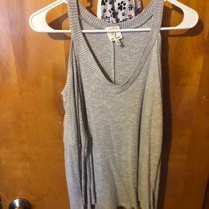 Cold shoulder grey long sleeve